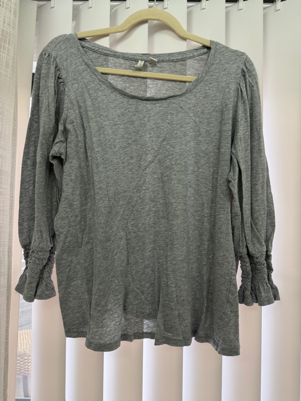 Cato Heather Gray Scoop Neck Long Sleeve Top